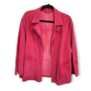 Sylvie Schimmel Women's Pink Open Waist Length Goat Leather Coat Size 44